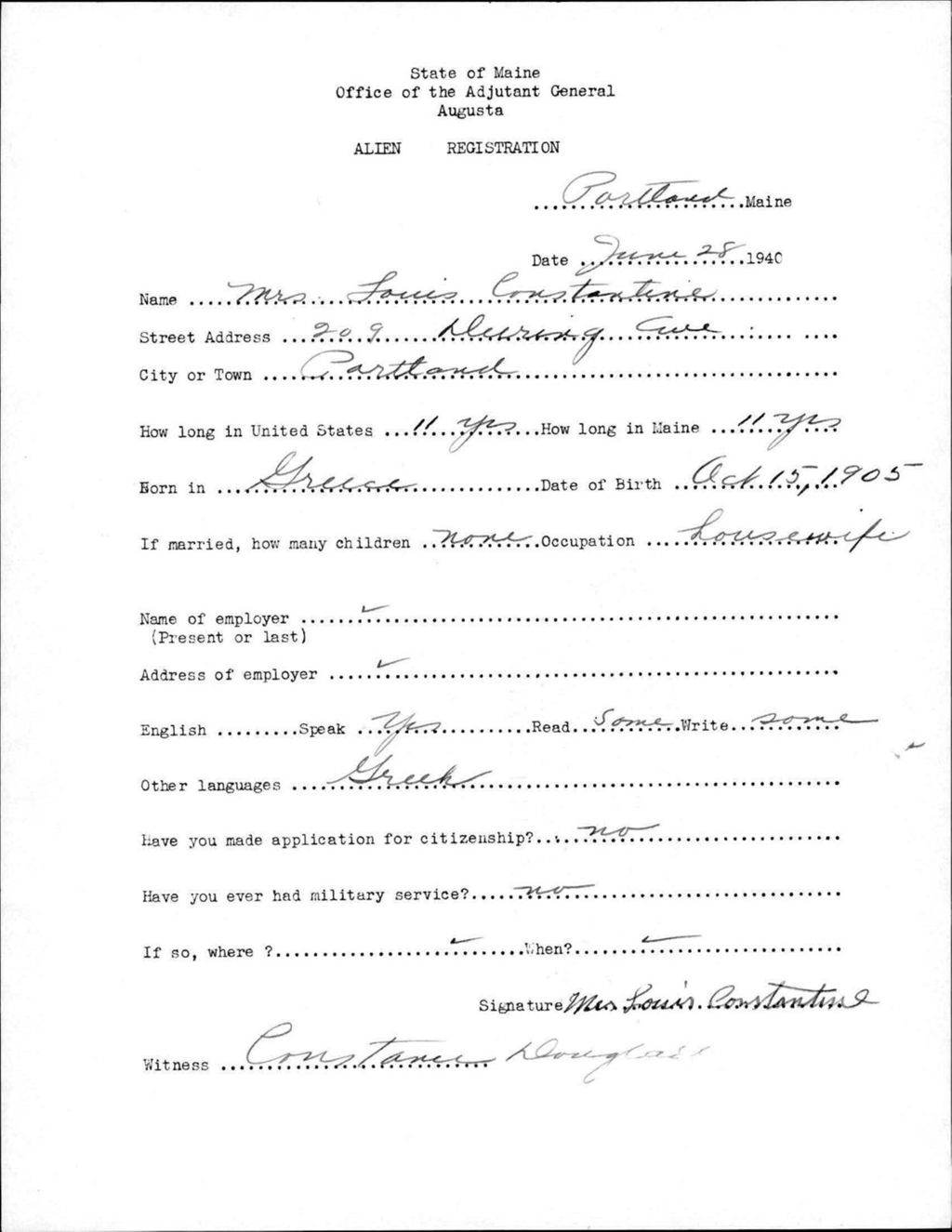 Miniature of Alien Registration- Constantine, Louis (Portland, Cumberland County)