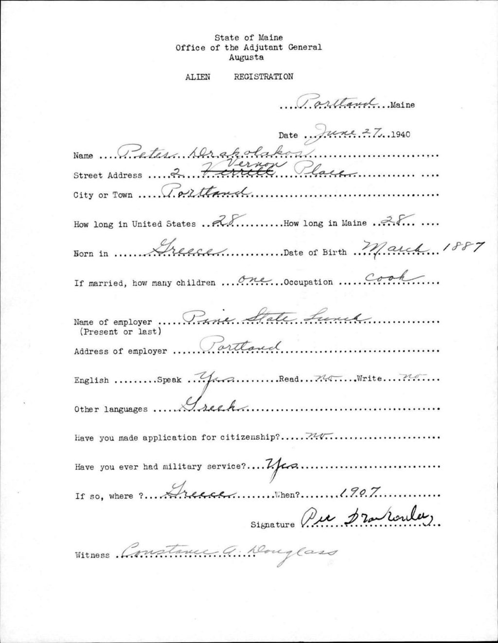 Miniature of Alien Registration- Drakolakos, Peter (Portland, Cumberland County)
