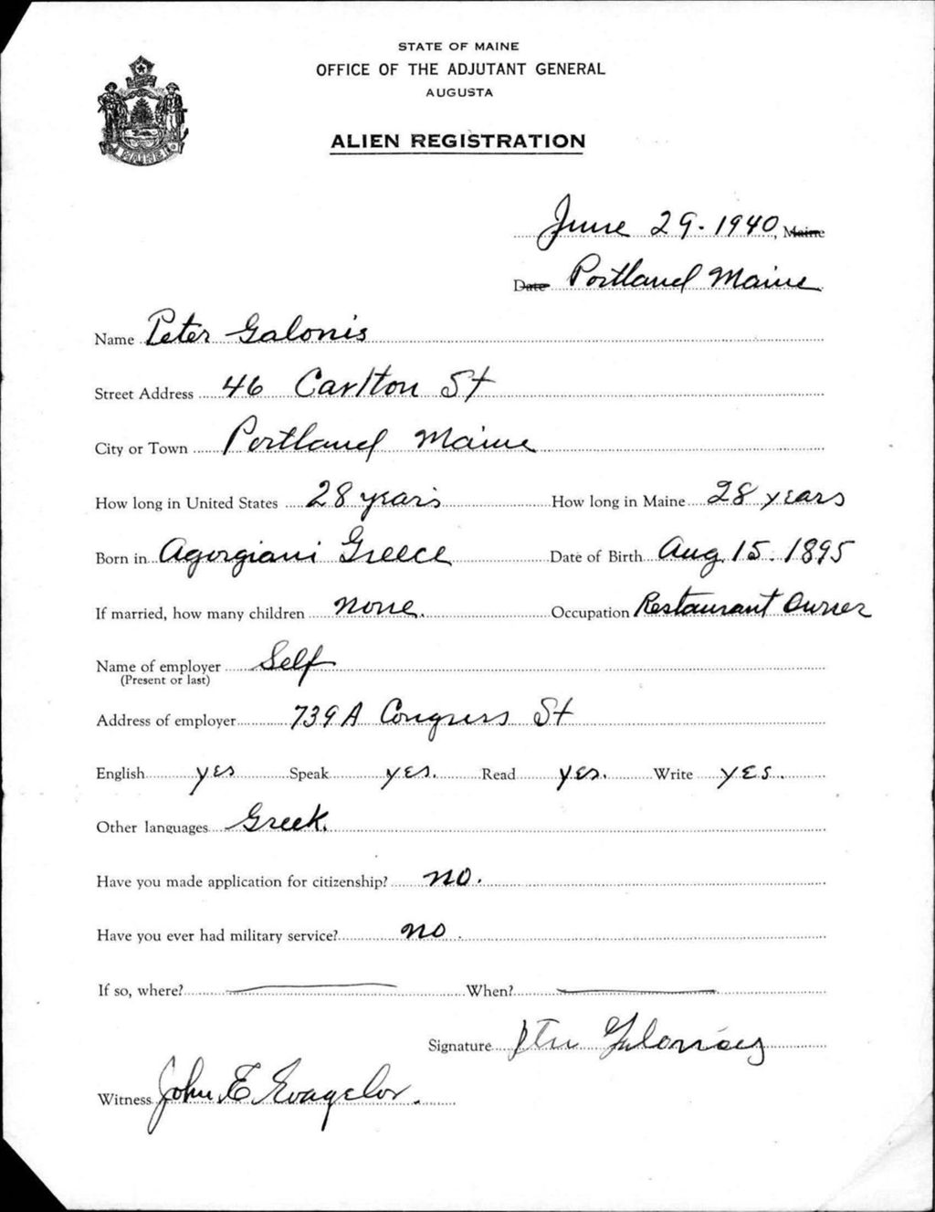 Miniature of Alien Registration- Galonis, Peter (Portland, Cumberland County)