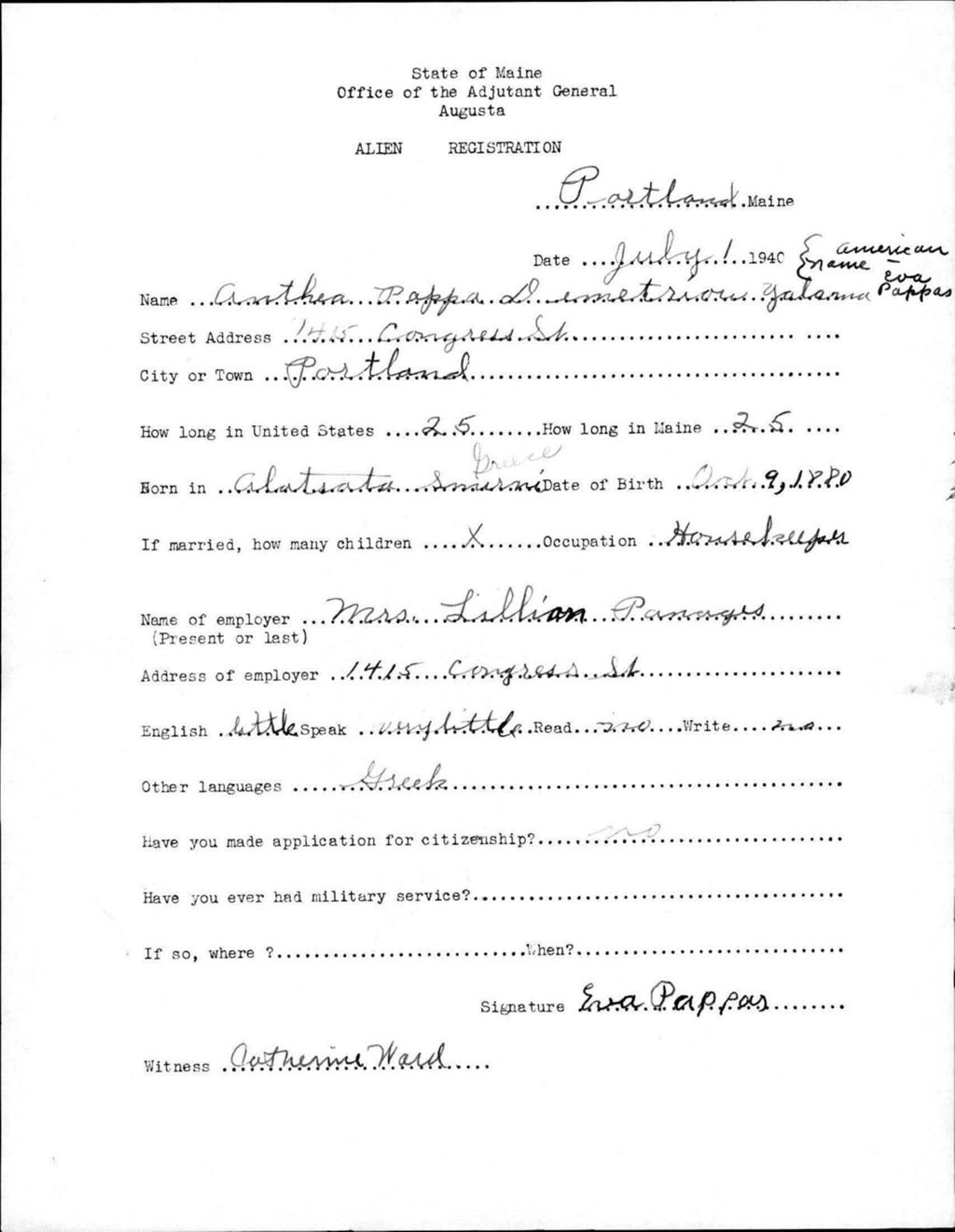 Miniature of Alien Registration- Pappas, Eva (Portland, Cumberland County)