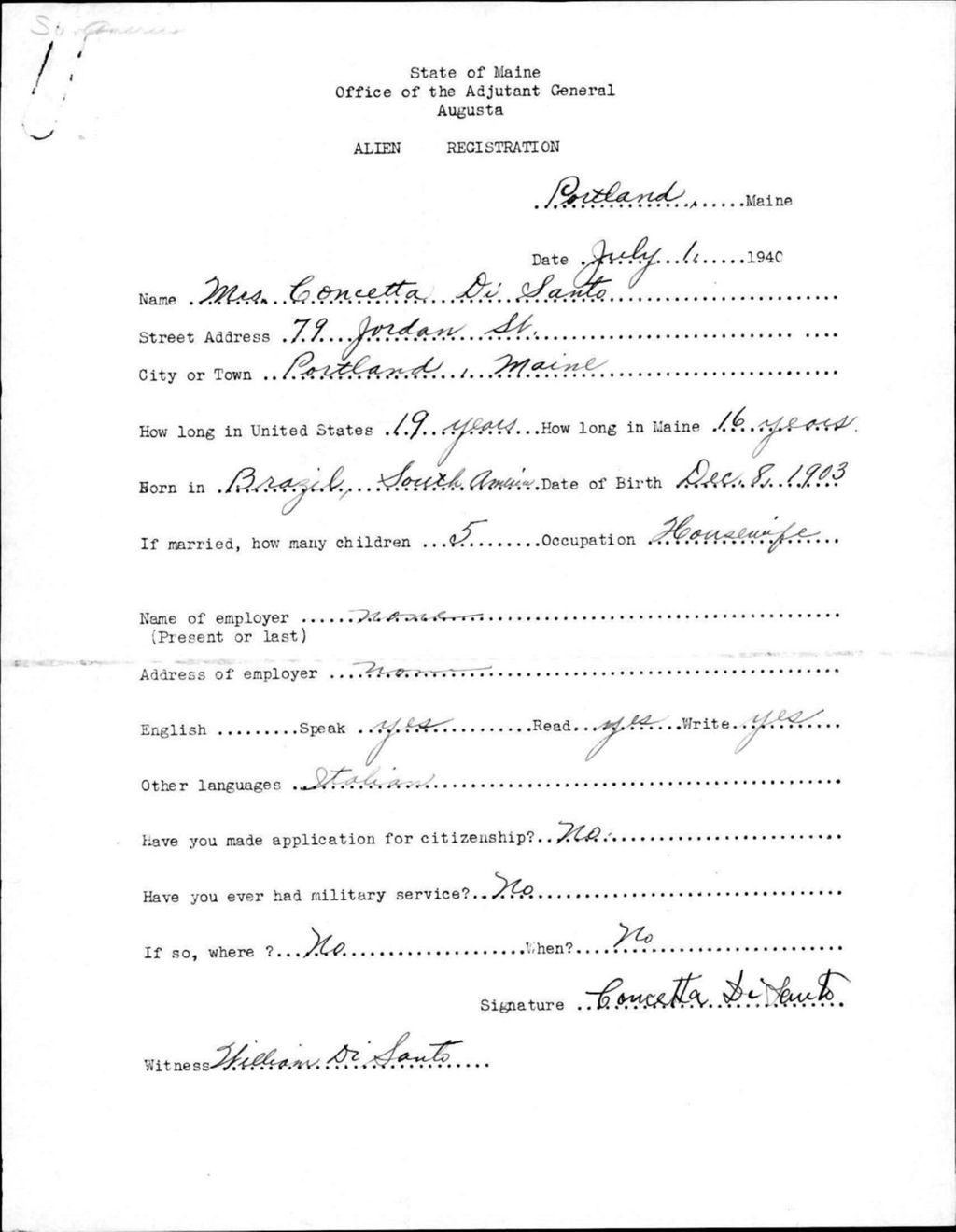 Miniature of Alien Registration- Di Santo, Concetta (Portland, Cumberland County)