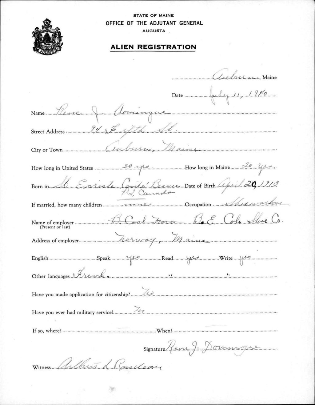 Miniature of Alien Registration- Dorminque, Rene J. (Auburn, Androscoggin County)