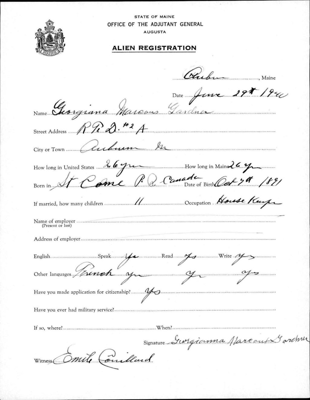 Miniature of Alien Registration- Marcoux, Georgianna (Auburn, Androscoggin County)