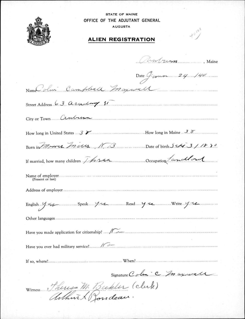 Miniature of Alien Registration- Maxwell, Colin C. (Auburn, Androscoggin County)