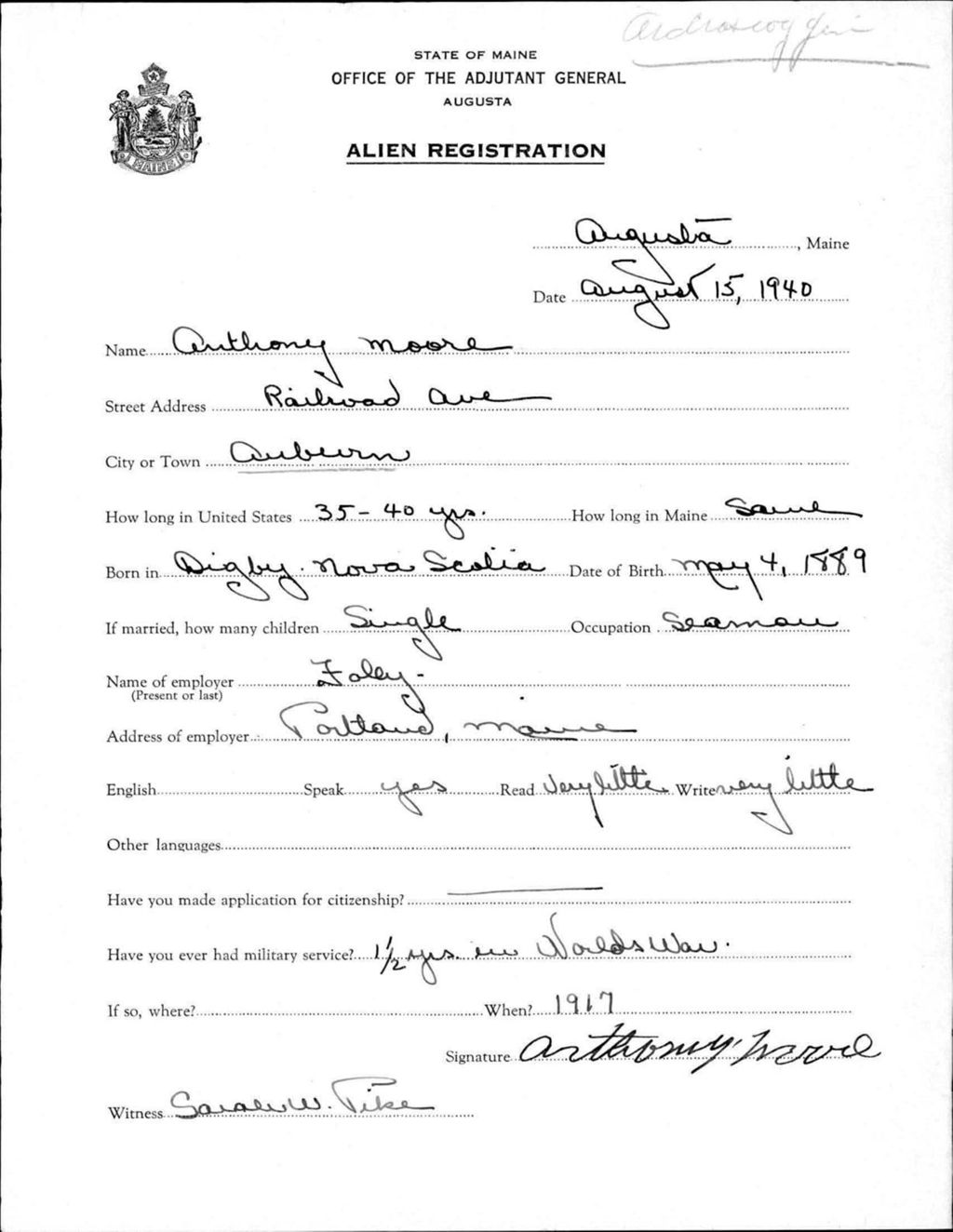 Miniature of Alien Registration- Moore, Anthony (Auburn, Androscoggin County)