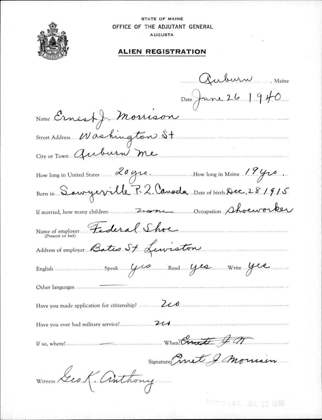 Miniature of Alien Registration- Morrison, Ernest J. (Auburn, Androscoggin County)
