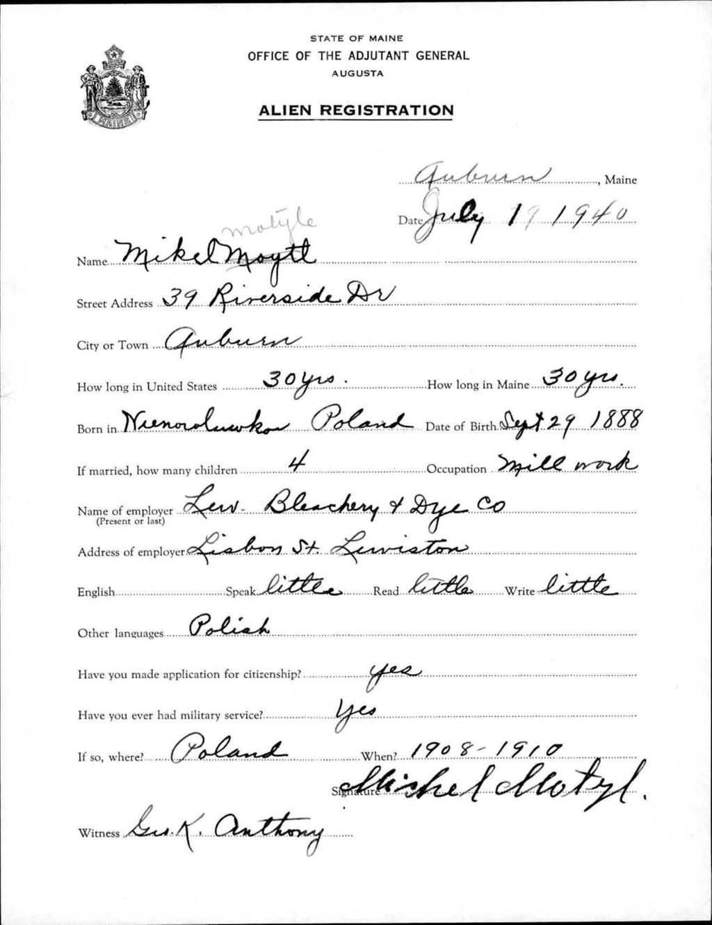 Miniature of Alien Registration- Motyle, Mikel (Auburn, Androscoggin County)