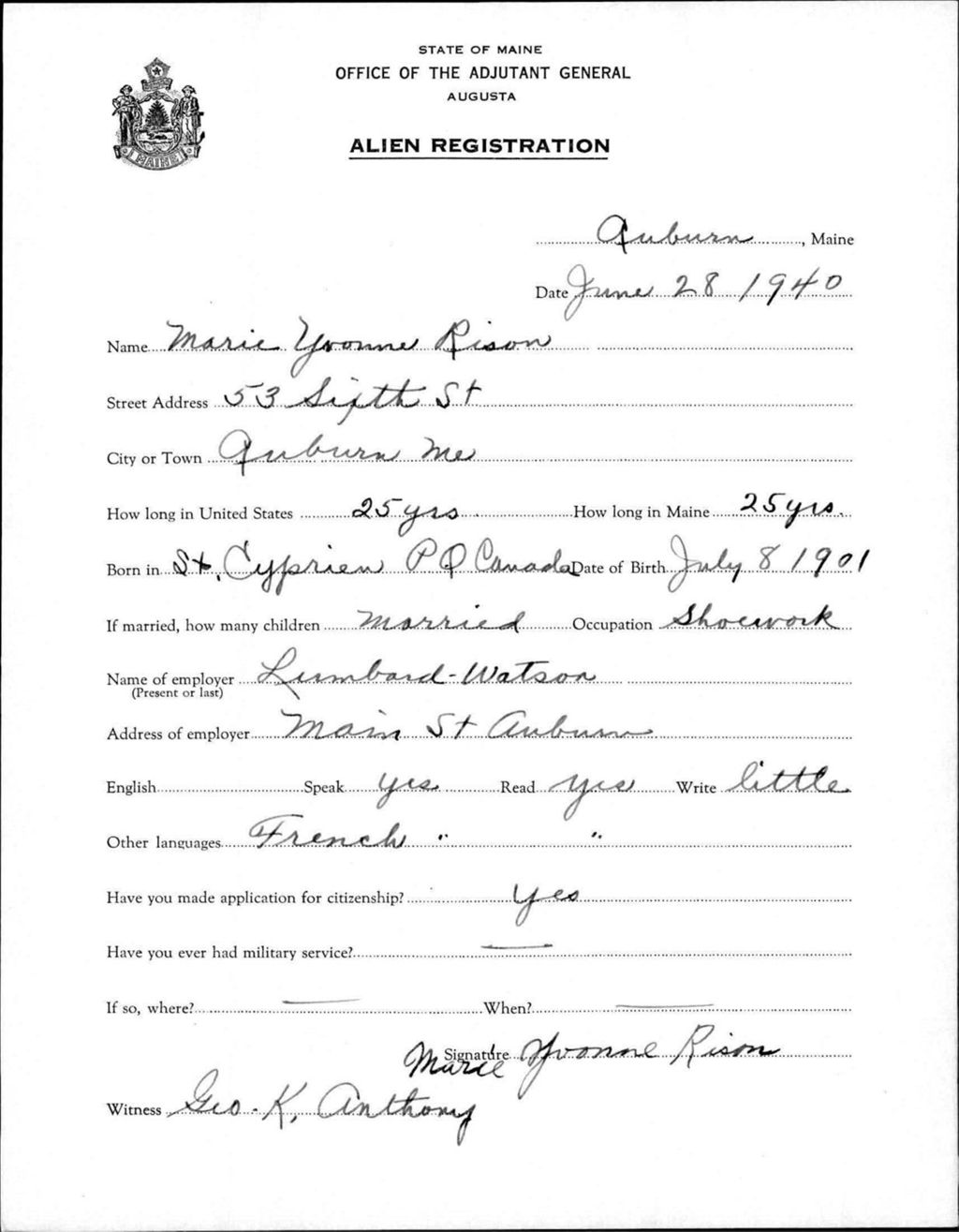 Miniature of Alien Registration- Rison, Marie Y. (Auburn, Androscoggin County)