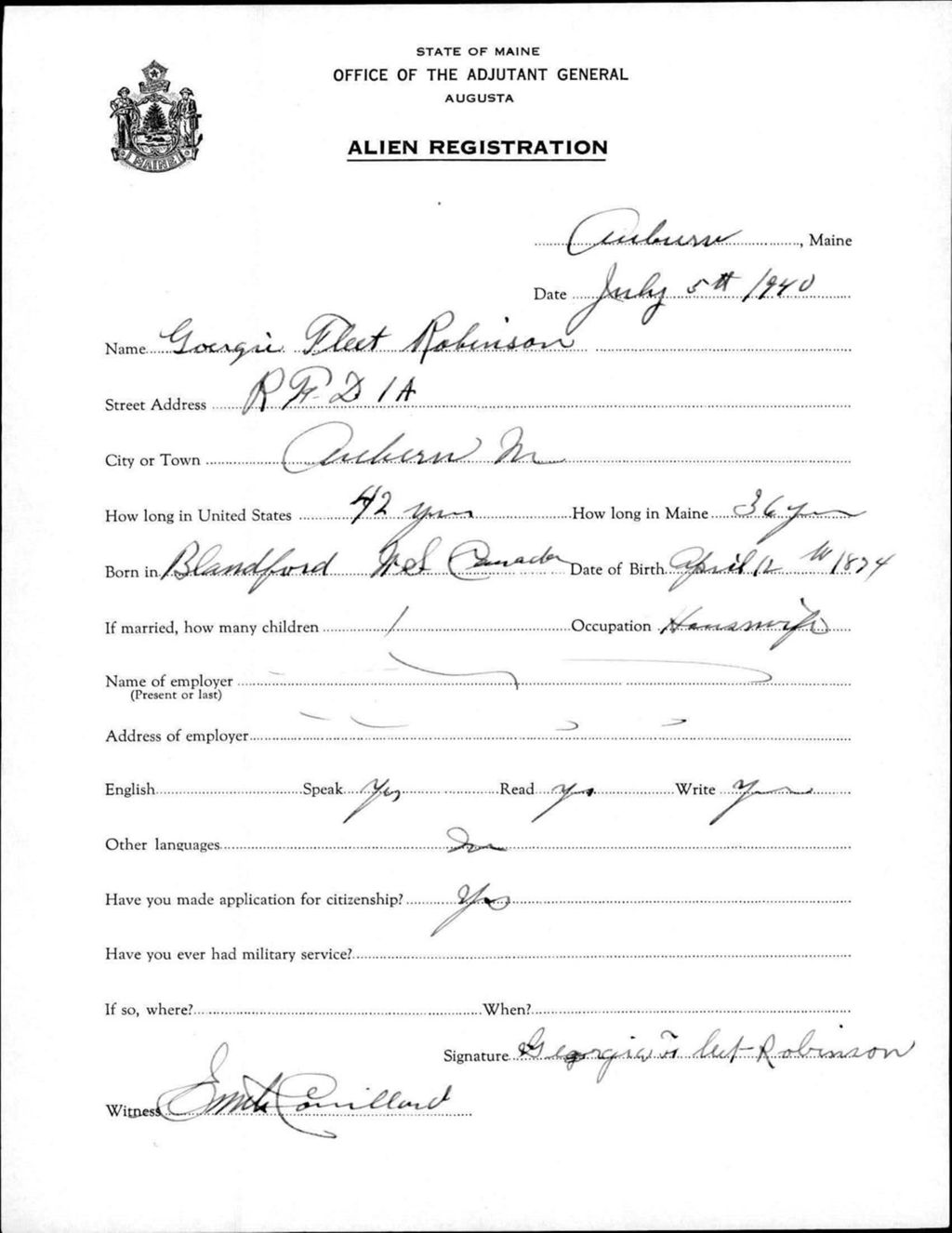 Miniature of Alien Registration- Fleet, Georgia (Auburn, Androscoggin County)