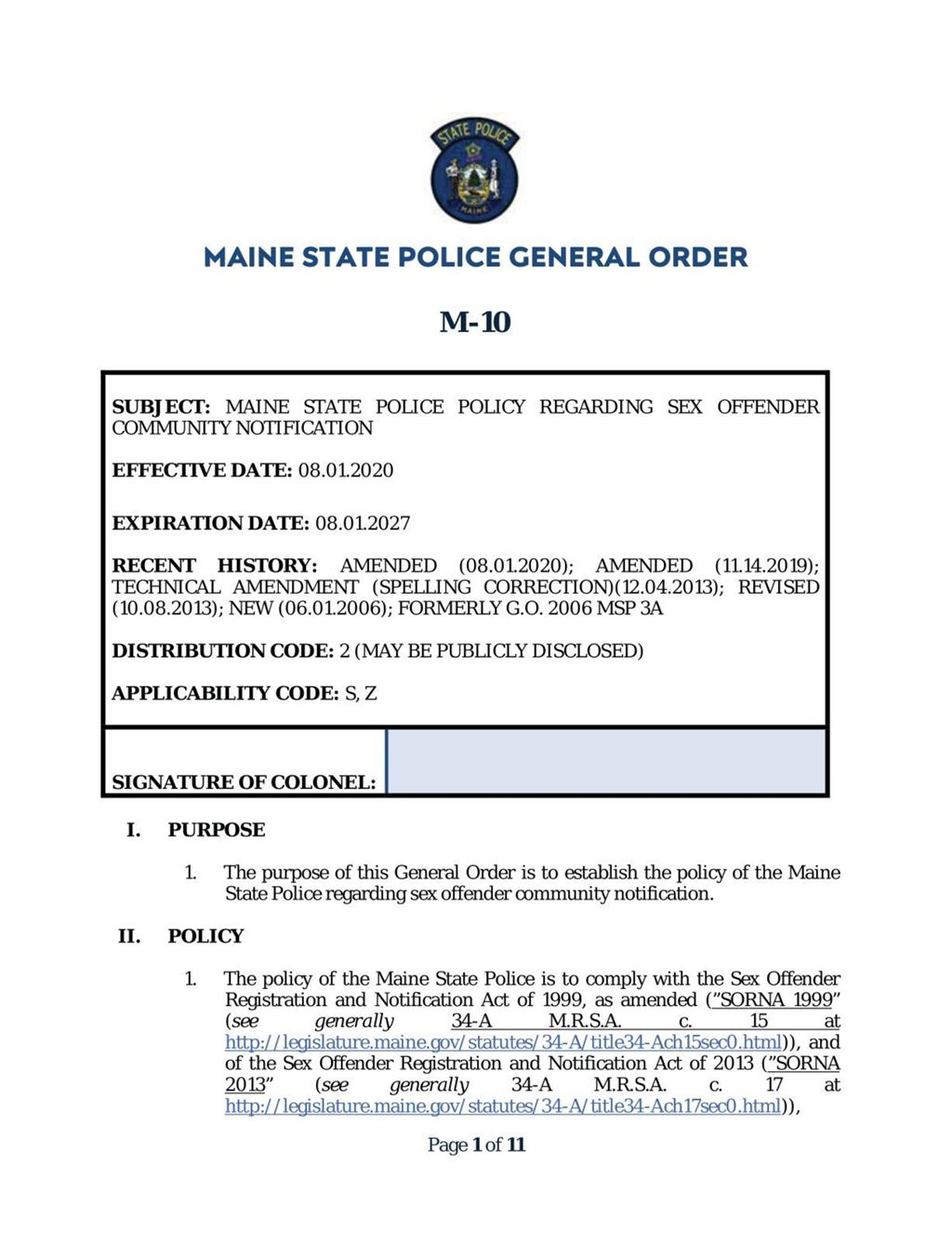 Miniature of 201212 MSP GO M-10 FOR FILING WITH MSA (One (1) GO)