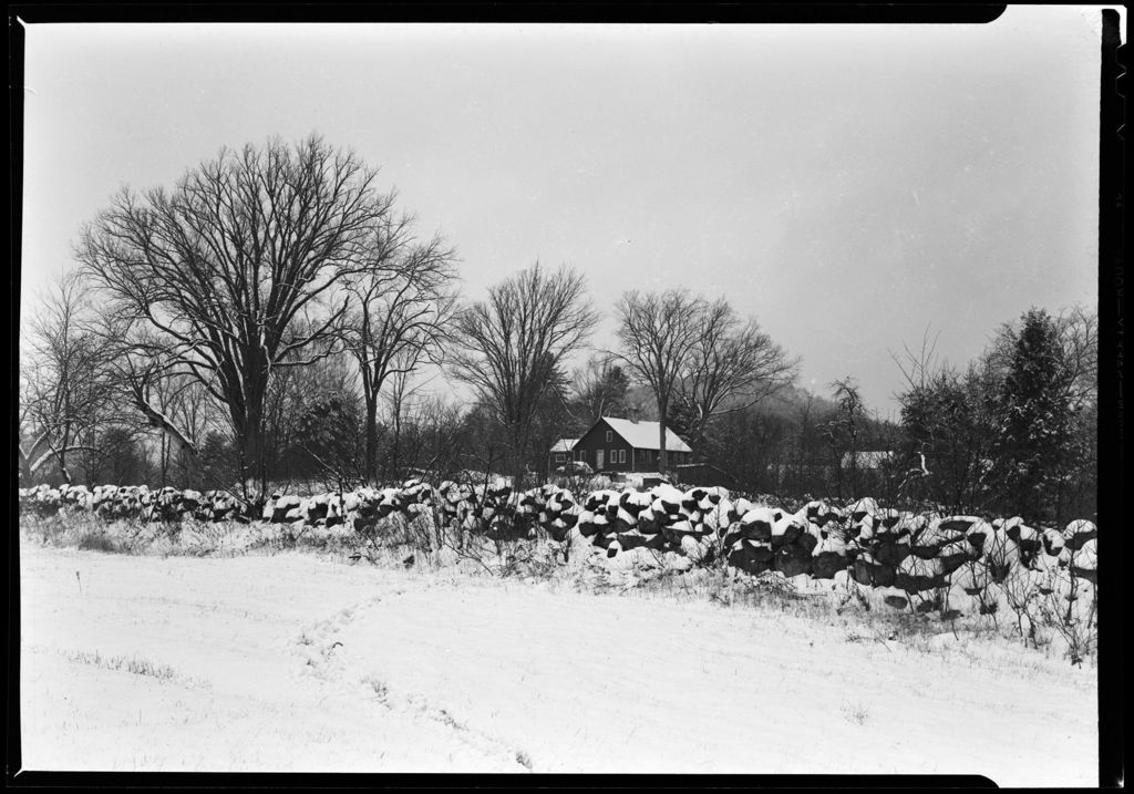 Miniature of French Homestead In Winter From Across A Field- Stone Wall Near Center