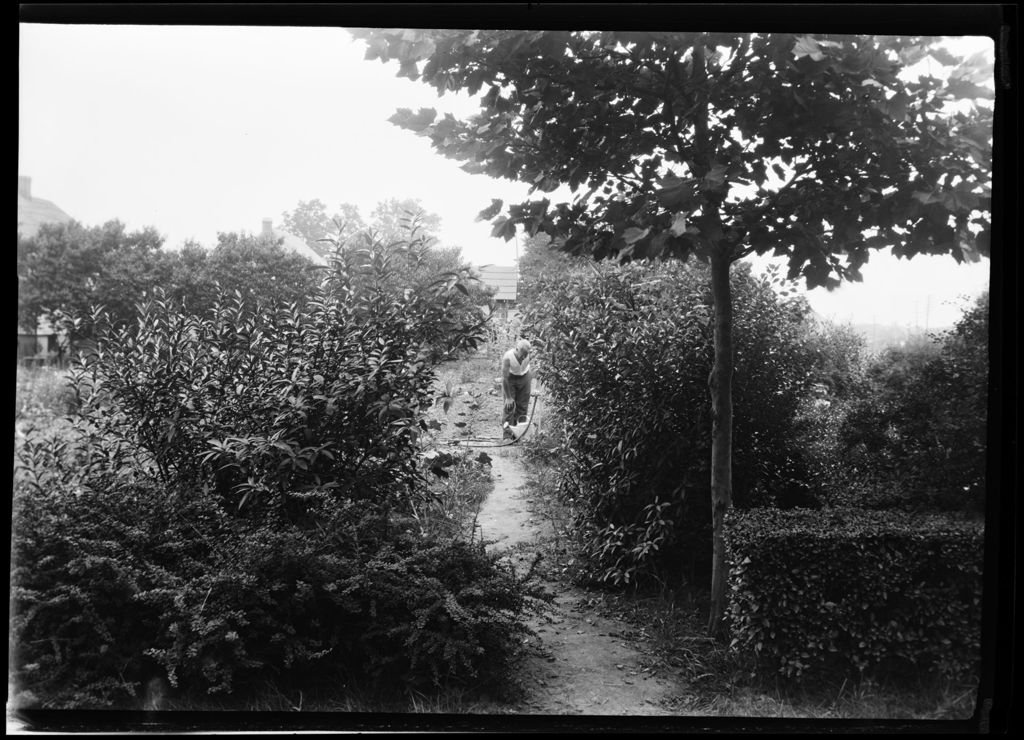 Miniature of George French Working In His Garden.