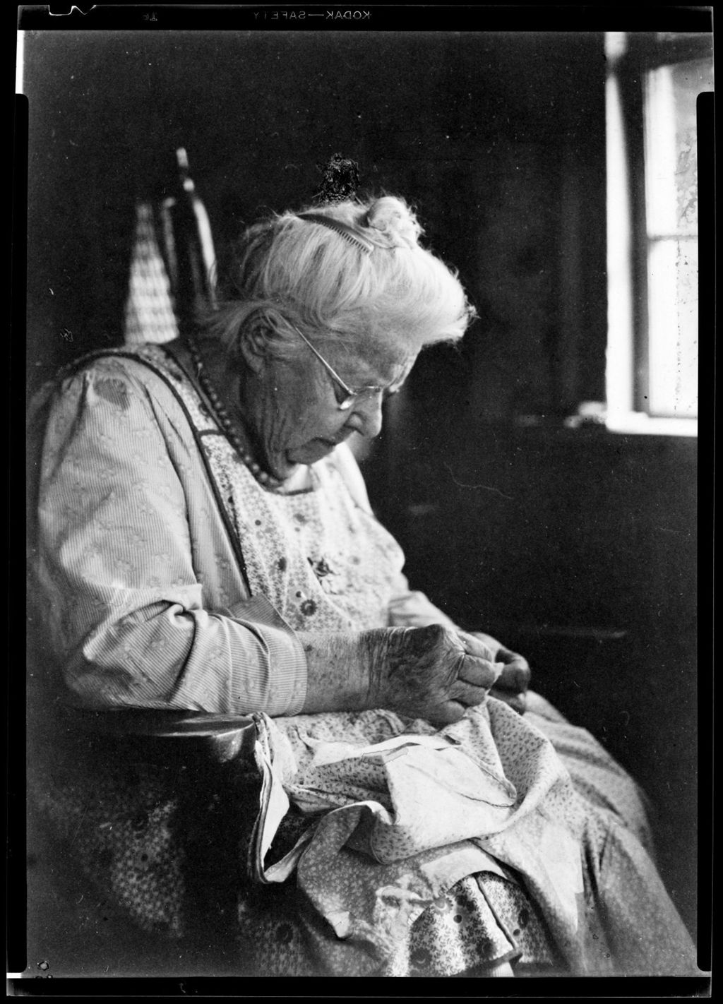 Miniature of George French's Mother Sewing .