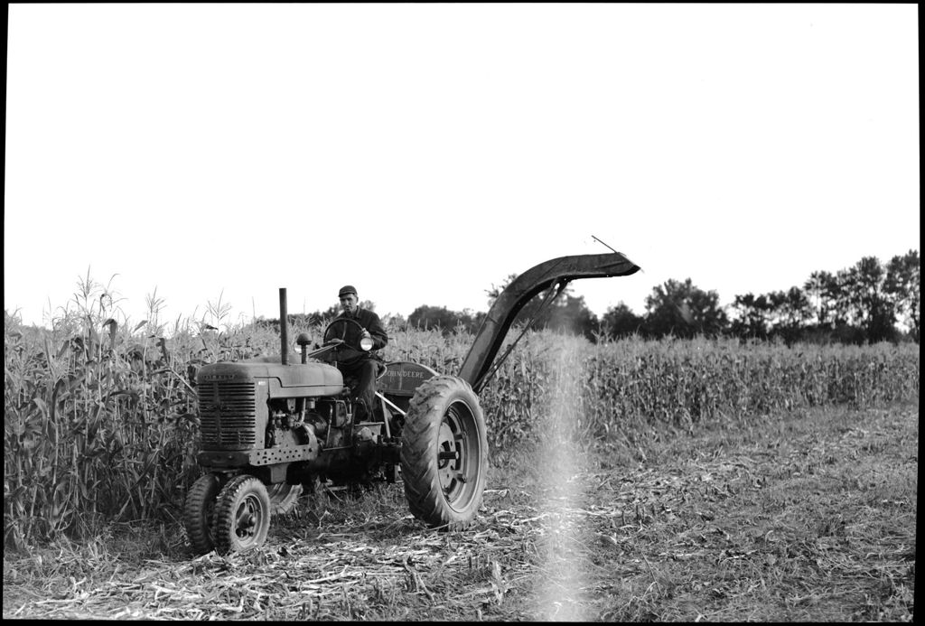 Miniature of Man Harvesting Corn With A Tractor