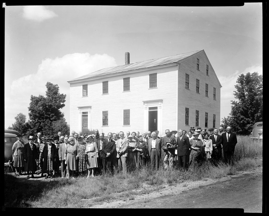 Miniature of Large Group Of People Outside Porter Meeting House, Large Two Story House