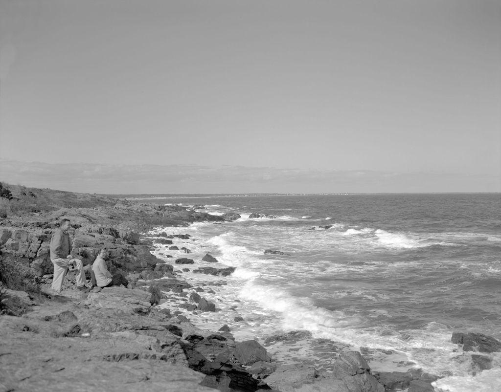 Miniature of Two People Sit On Rocks At Marginal Way In Ogunquit, Water On Right