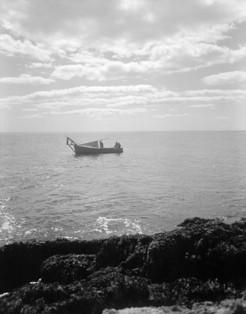 Miniature of From Shore Looking Out To Small Boat Hauling Lobster Traps Off Bailey Island