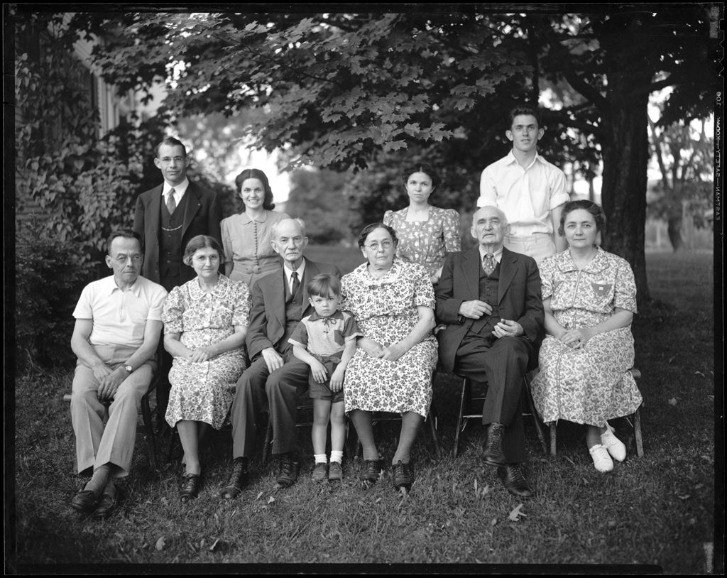 Miniature of Group Shot Of A Family Sitting Outside, "Sweet, Doe, Garland Group"