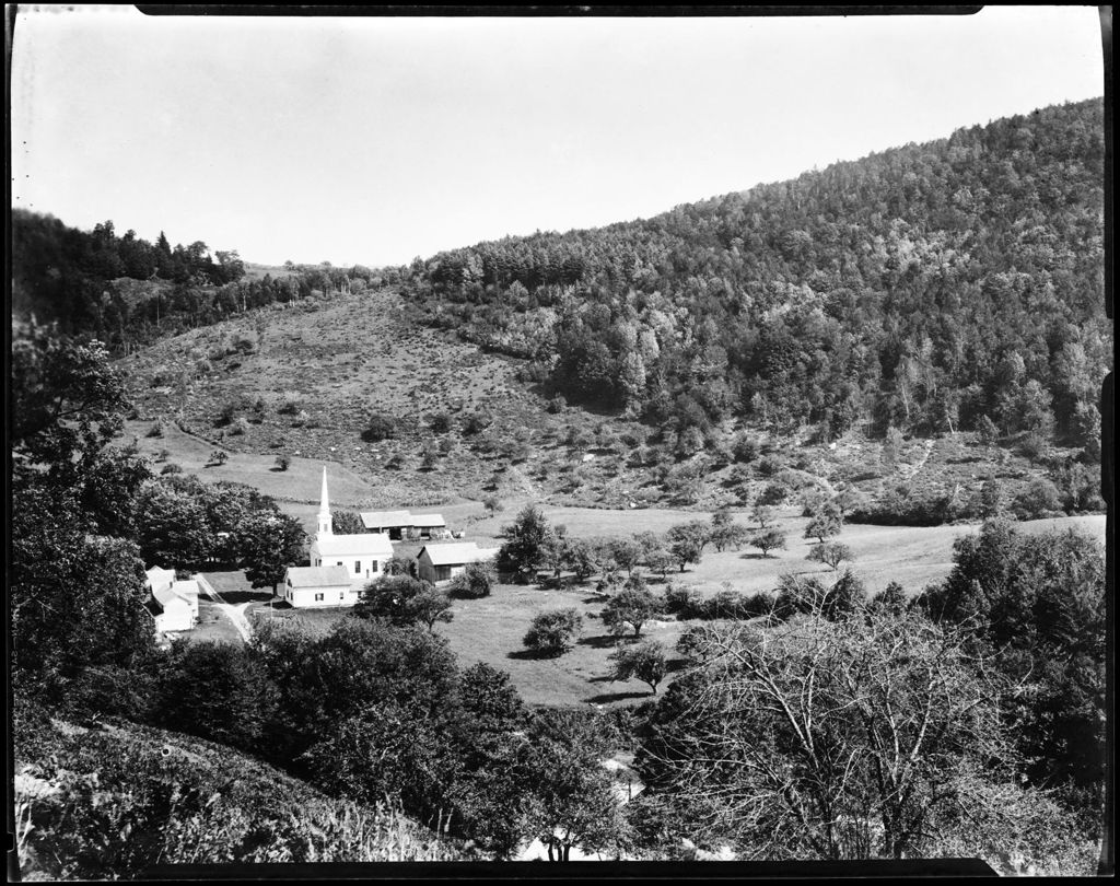 Miniature of View From Mountain Top Down On Small Village Church