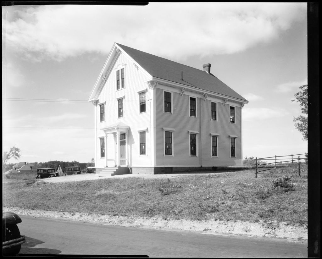 Miniature of Two Story Building, Grange Hall Or Similar Type Of Building, Cars Parked Out Front.