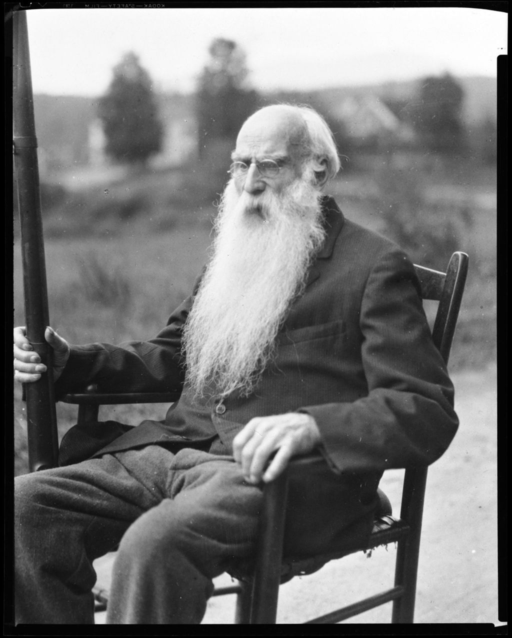 Miniature of Old Soldier, Durgin, North Lovell Sitting With Musket