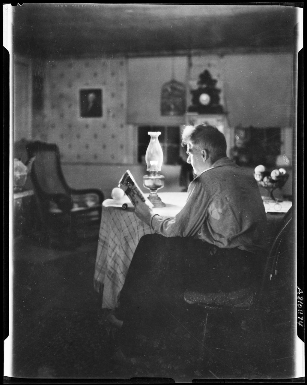 Miniature of George Reading By Lamp Light, Fruit On The Table