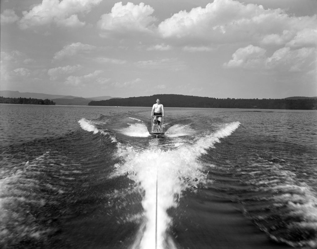 Miniature of Man And Dog Aquaplaning On Lake Kezar