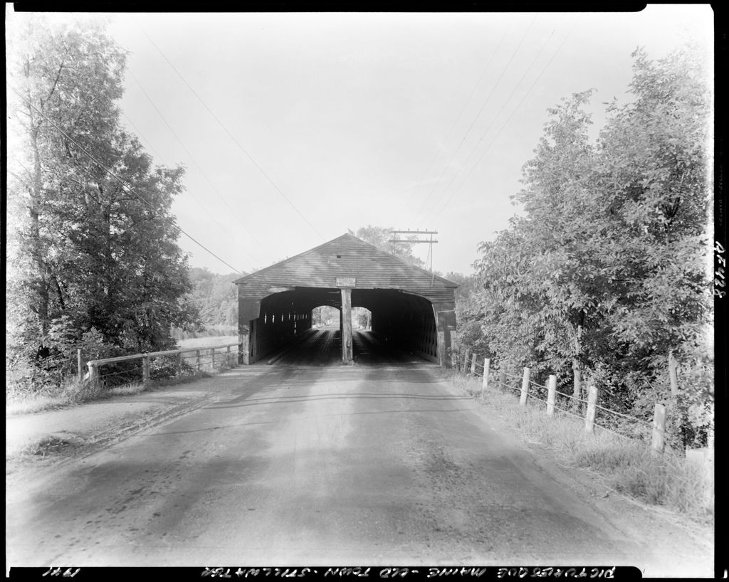 Miniature of Head On Shot Of A Two Lane Covered Bridge In Oldtown