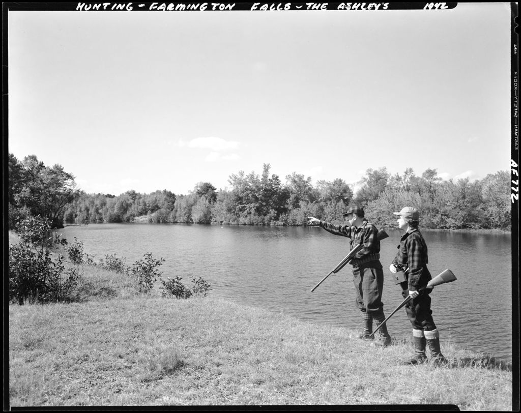 Miniature of Man And Woman Hunting Near A Stream In Farmington Falls
