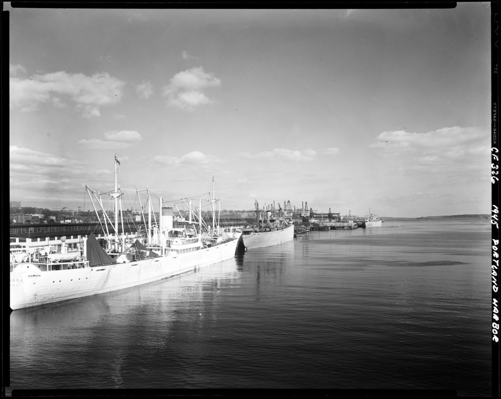 Miniature of Cargo Ships Tied In At Docks In Portland Harbor
