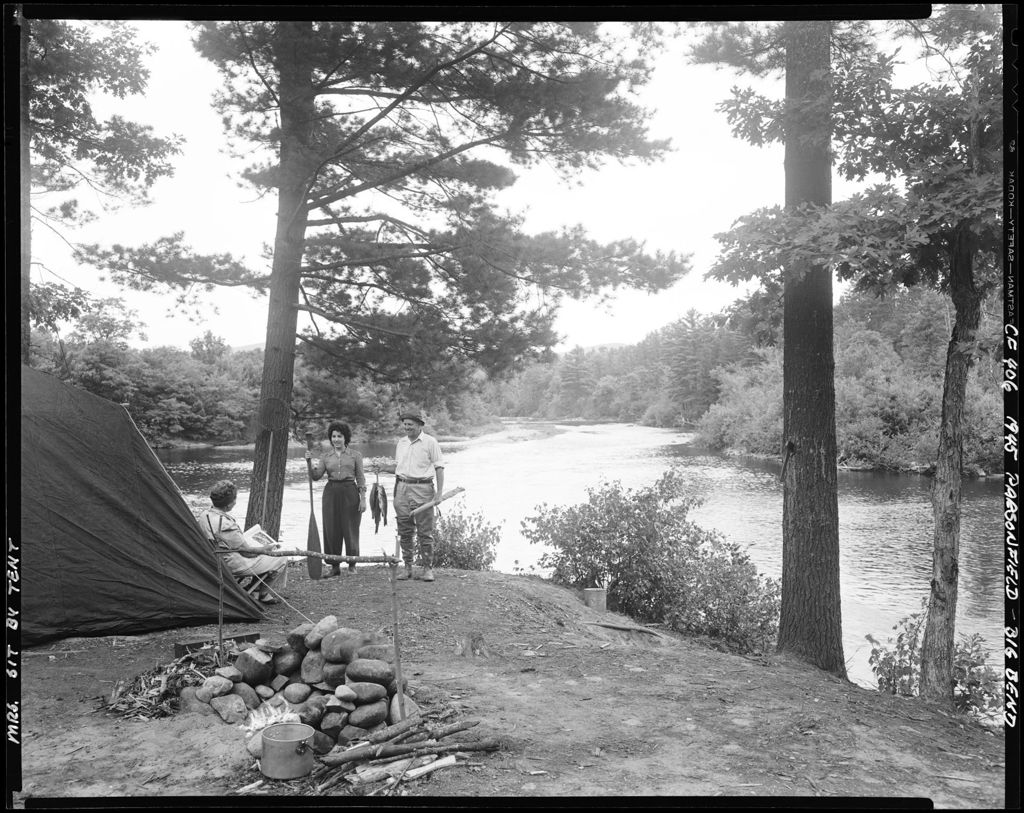 Miniature of People Camping On A River Bank, Man Bringing Fish To Be Cooked In Parsonsfield