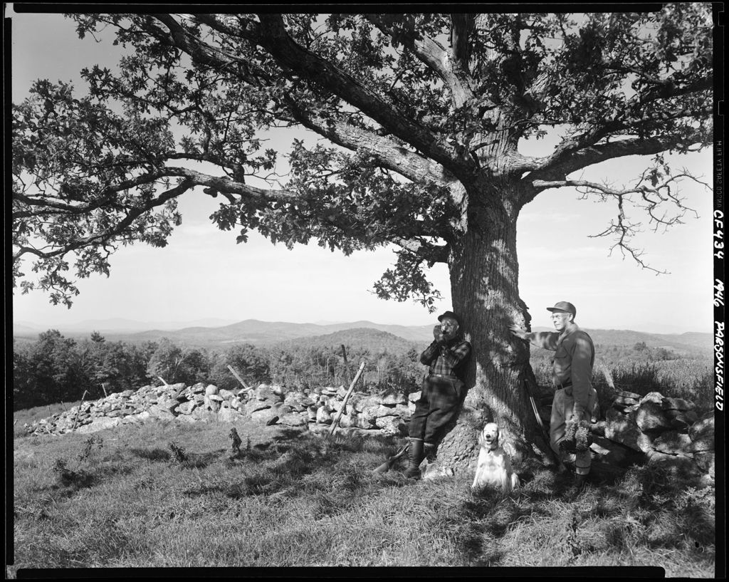 Miniature of Two Hunters And A Dog Under A Shade Tree, Mountains In The Background In Parsonsfield