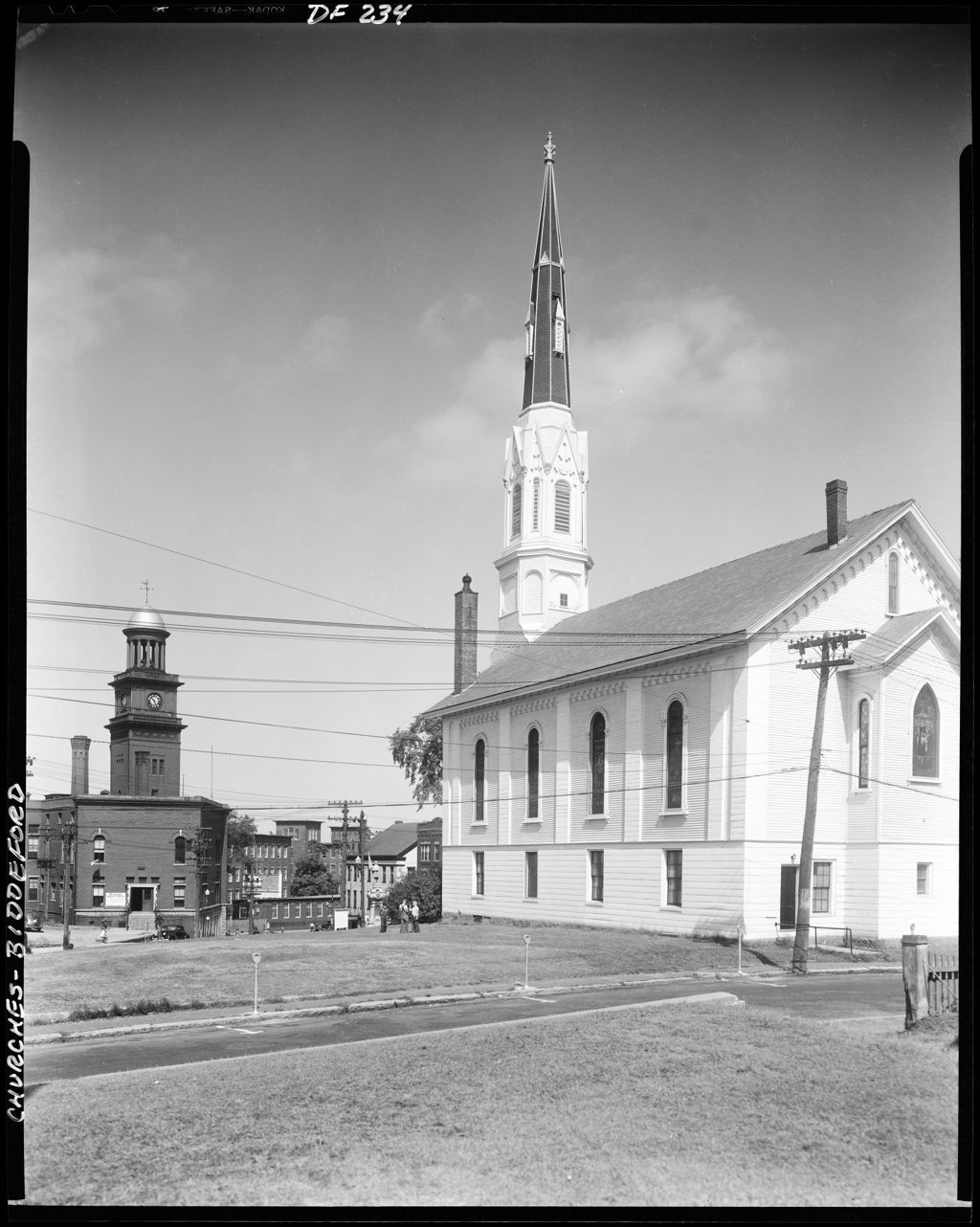Miniature of Three Quarter View Of Church With Town In Distance In Biddeford