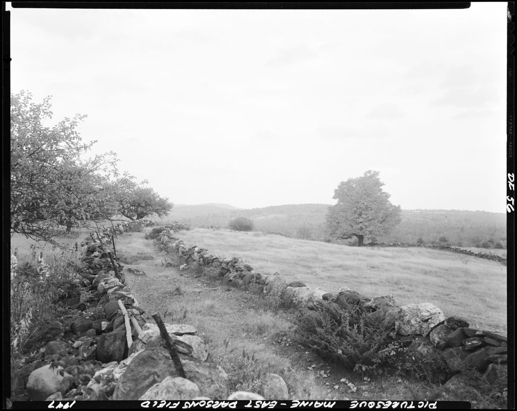 Miniature of Stone Walled Cattle Lane On Left Of Distant Mountains In East Parsonsfield