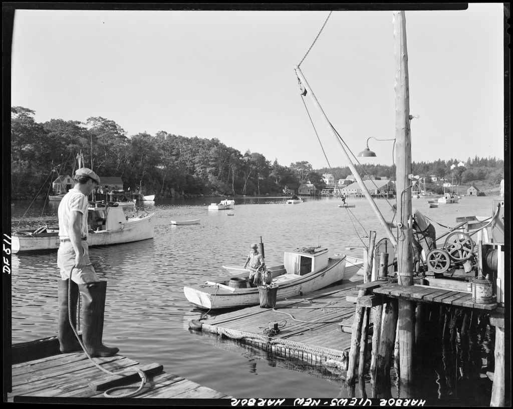 Miniature of Lobsterman Taking On Bait At Head Of Wharf In New Harbor
