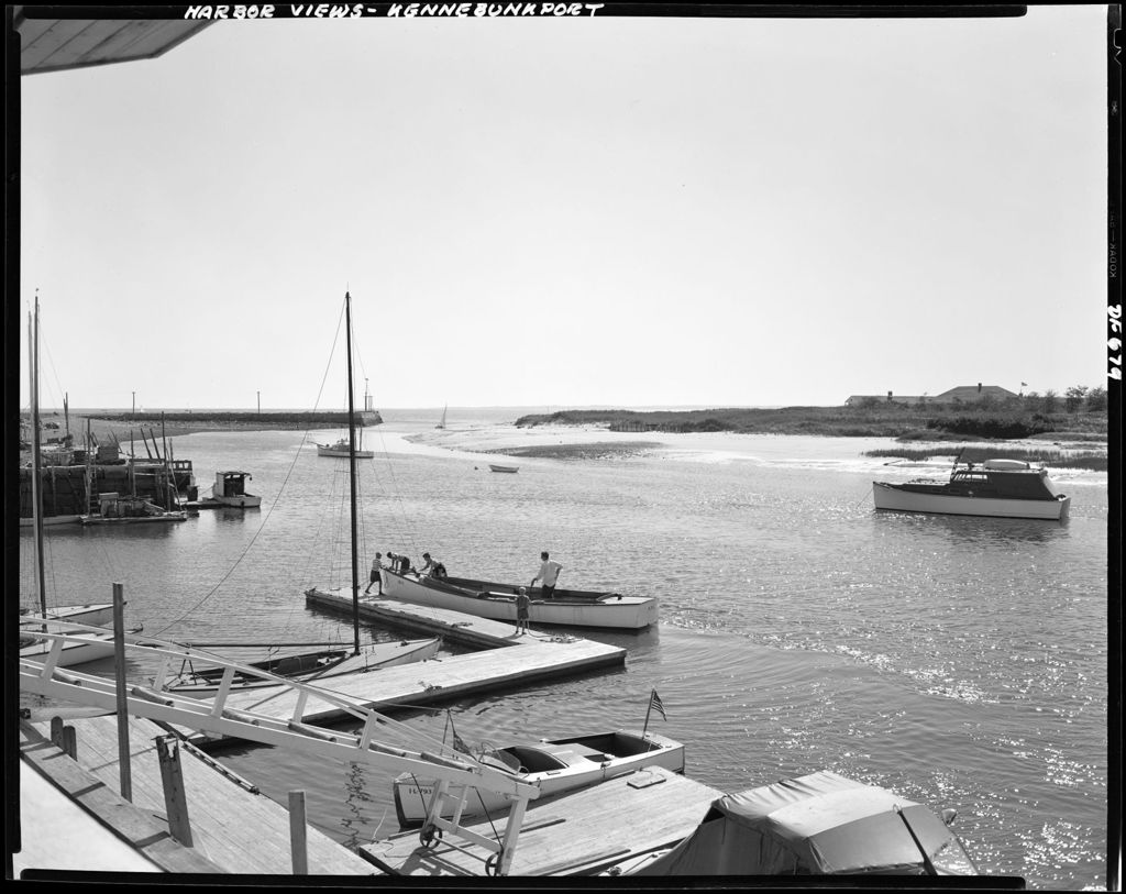 Miniature of Pleasure Boats In Kennebunkport Harbor, Harbor Entrance In Background