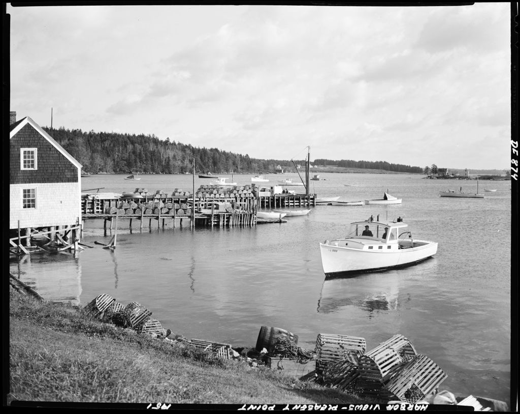 Miniature of Lobster Boat Near Wharf, Harbor In Background At Pleasant Point