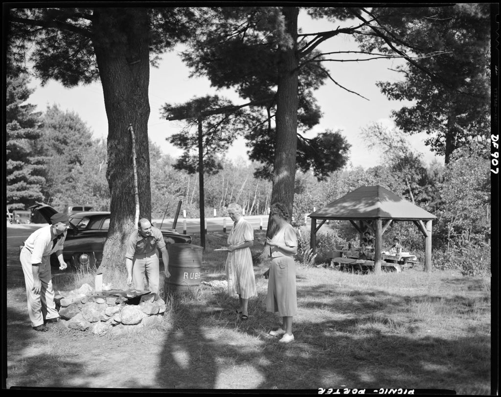 Miniature of Two Couples Bbq-Ing Hamburgers At A Roadside Picnic Area In Porter