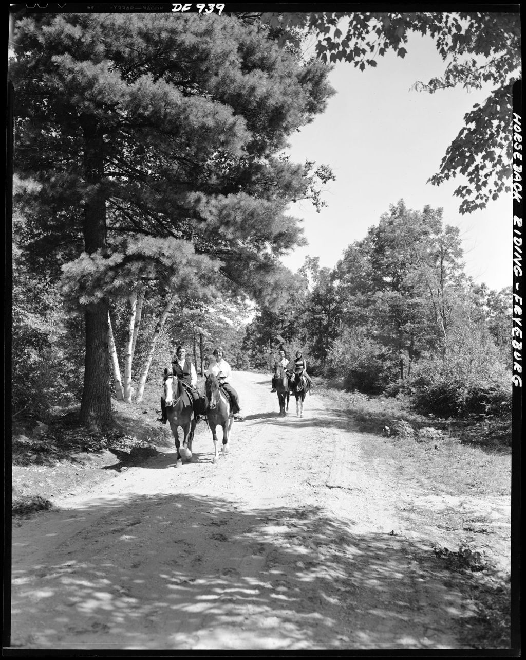 Miniature of Four Horseback Riders On A Gravel Road In Fryeburg