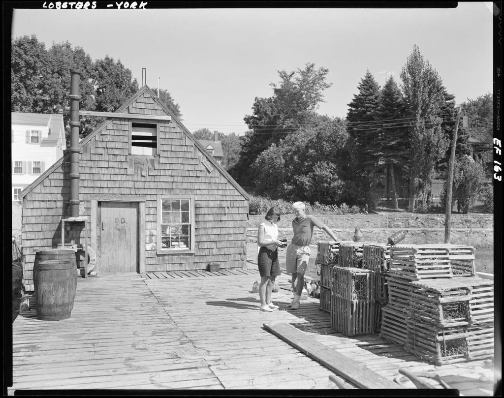 Miniature of Two People Standing On A Lobsterman's Wharf In York