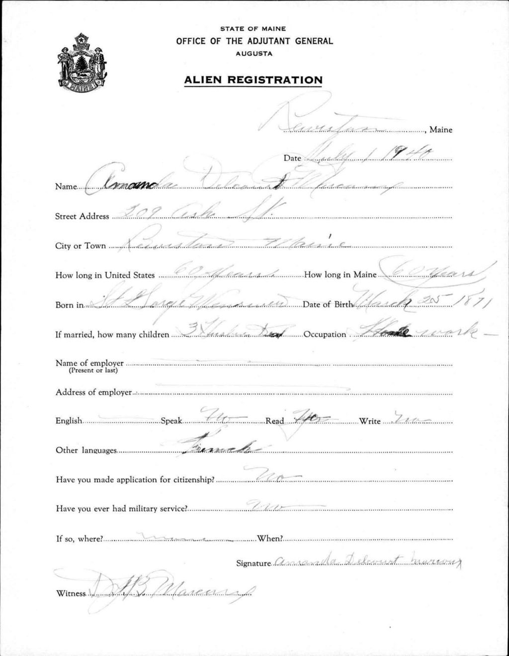 Miniature of Alien Registration- Delcourt, Amanda (Lewiston, Androscoggin County)