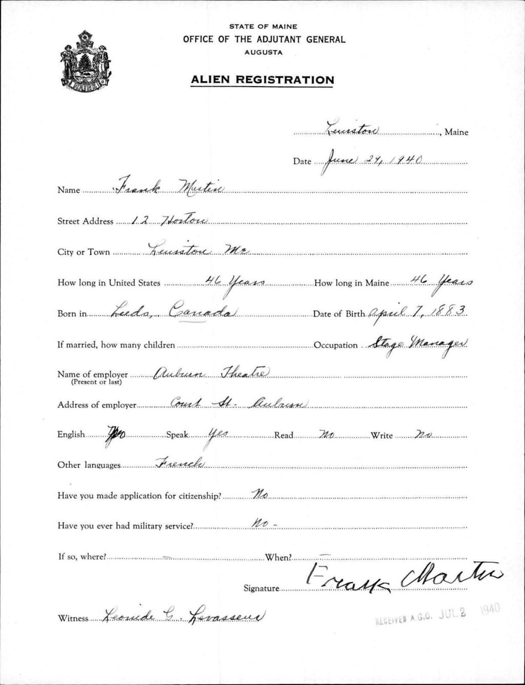Miniature of Alien Registration- Martin, Frank (Lewiston, Androscoggin County)