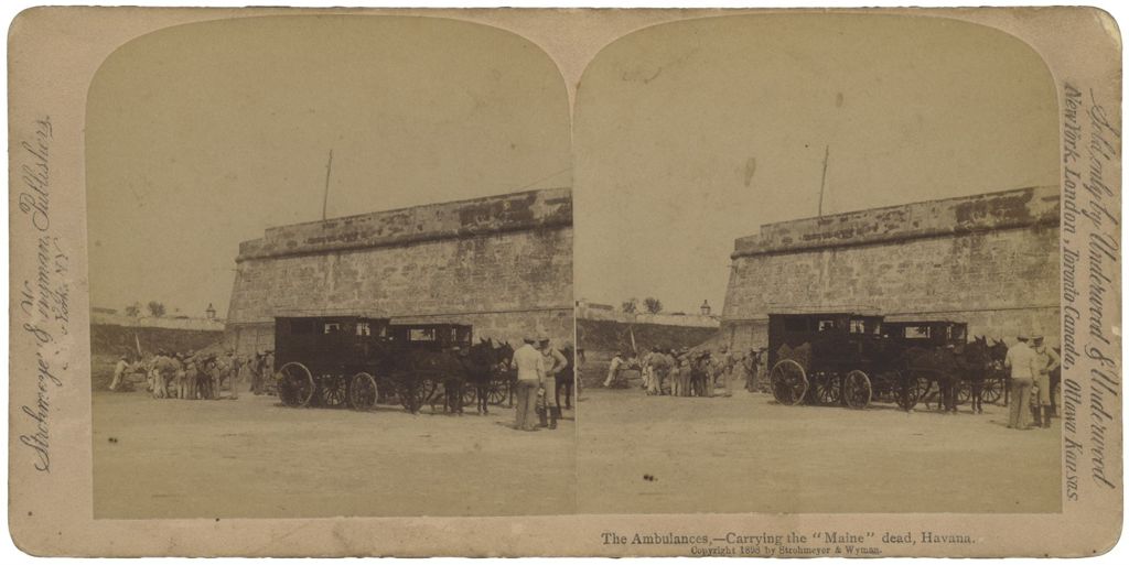 Miniature of The Ambulances,-Carrying the "Maine" dead, Havana