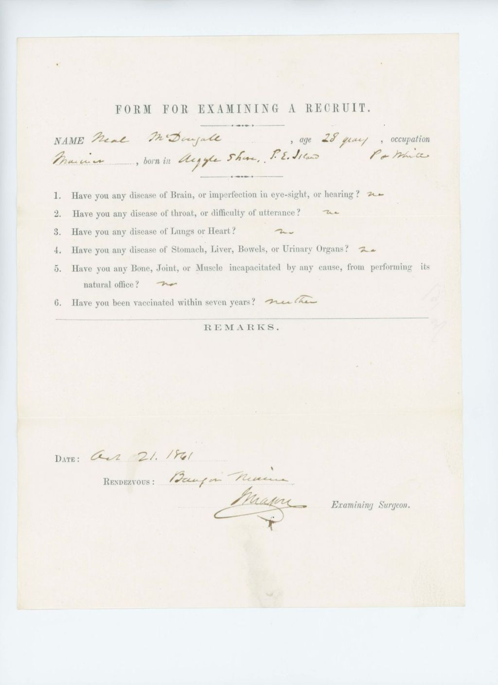 Miniature of Neal McDougall Medical Examination