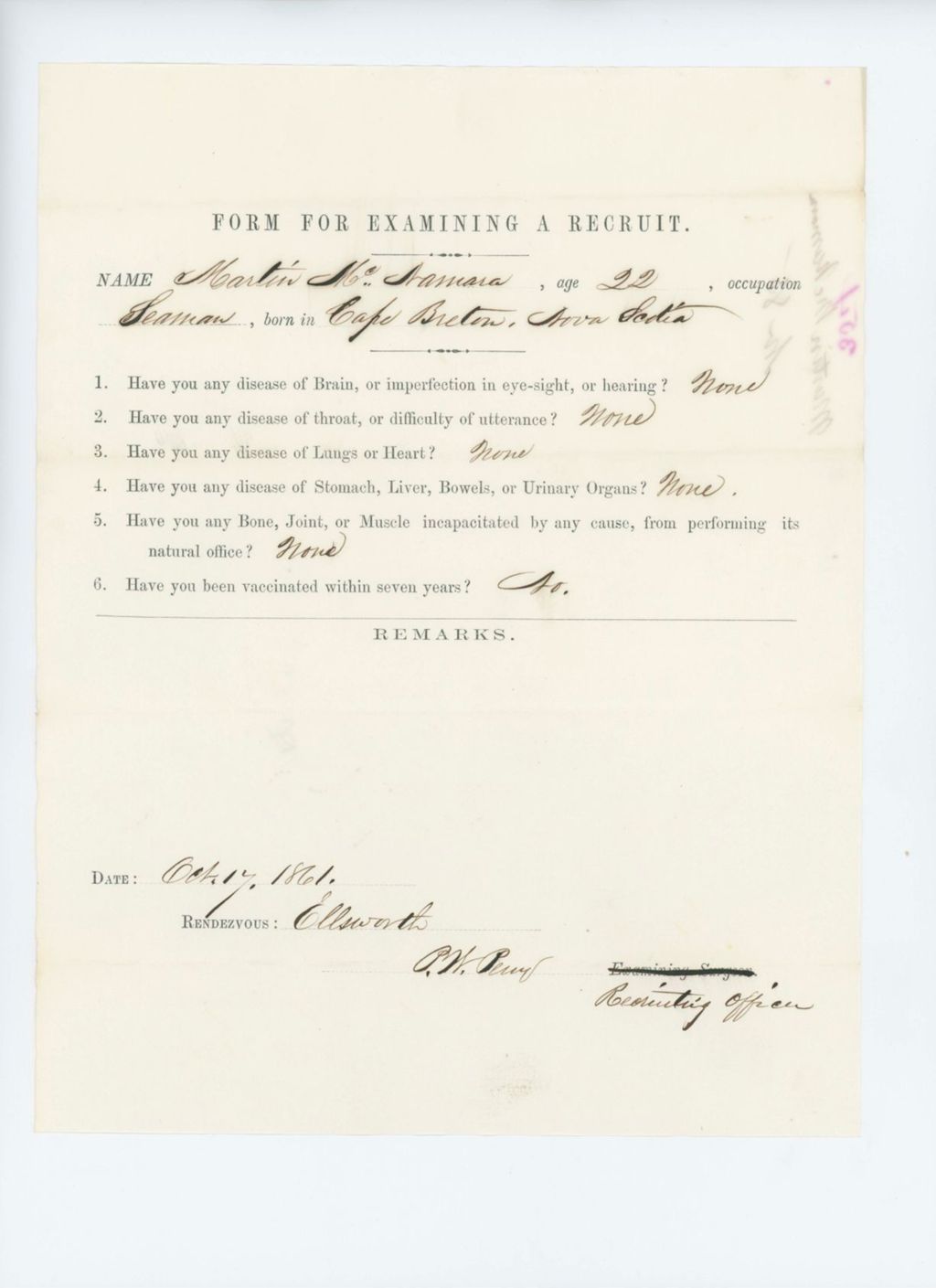 Miniature of Martin McNamara Medical Examination