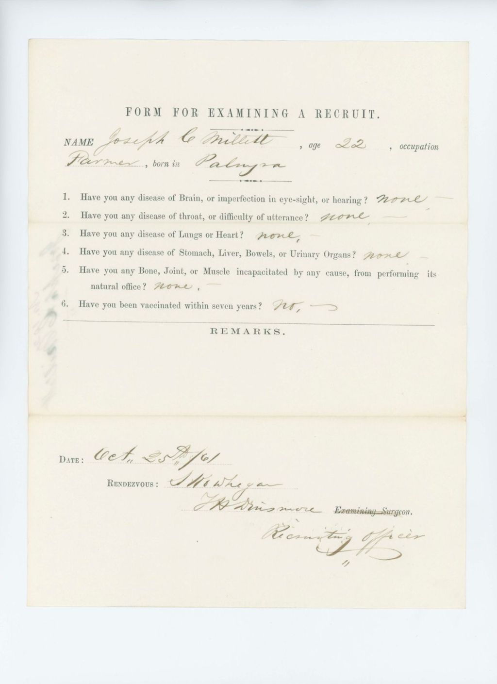 Miniature of Joseph C. Millett