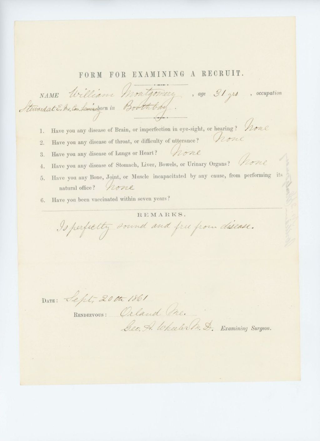 Miniature of William Montgomery Medical Examination
