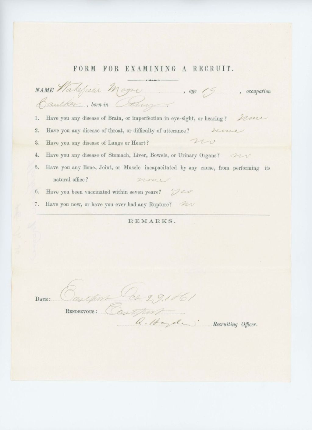 Miniature of Wakefield Moore Medical Examination