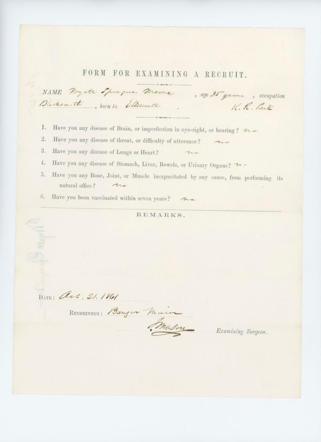 Miniature of Wyatt Sprague Moore Medical Examination