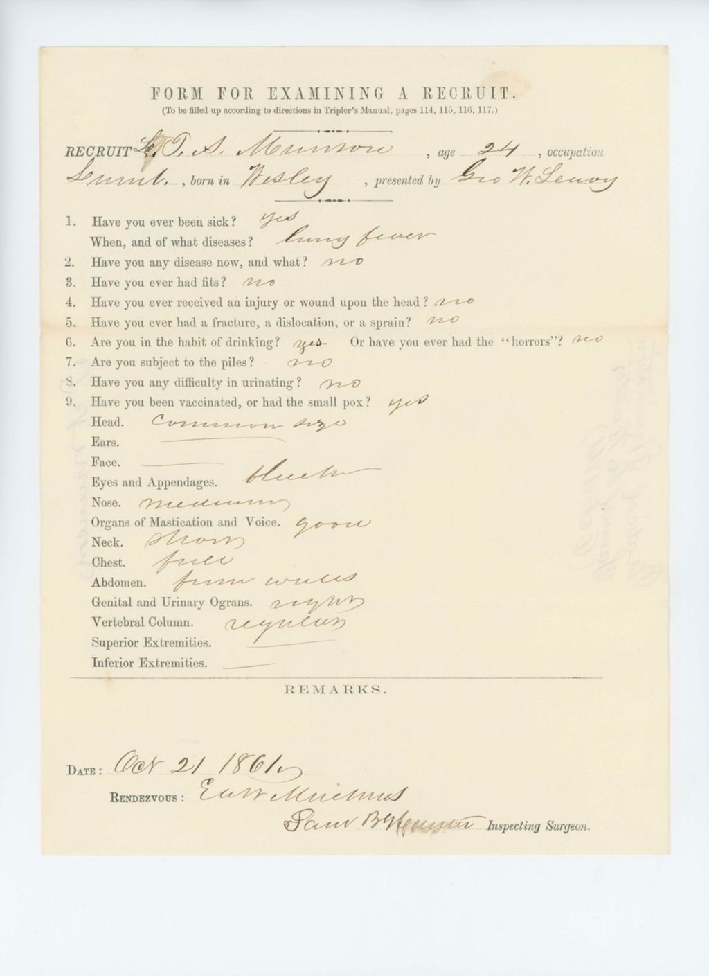 Miniature of L.T.S. Munson Medical Examination